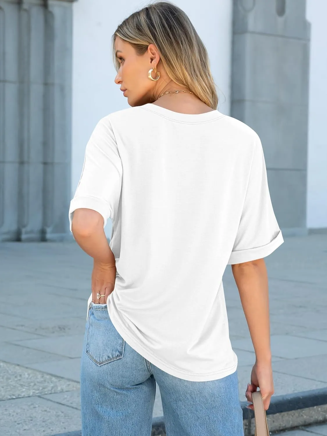ANRABESS Women Oversized T Shirts Short Sleeve Summer Casual Loose Top Basic Tee with Pocket