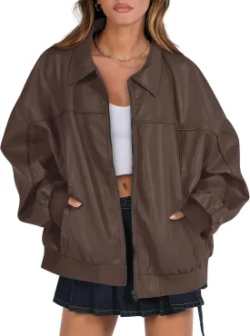 ANRABESS Womens Oversized Leather Jackets Faux Suede Fall Fashion Motorcycle Coats Winter Outfits Clothes 2025