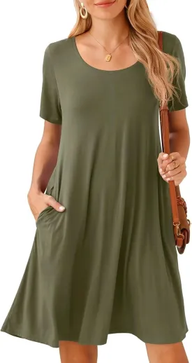 BELAROI Womens Plus Size Casual Dresses Summer Tshirt Dress Swing Short Sleeve Vacation Beach Coverup