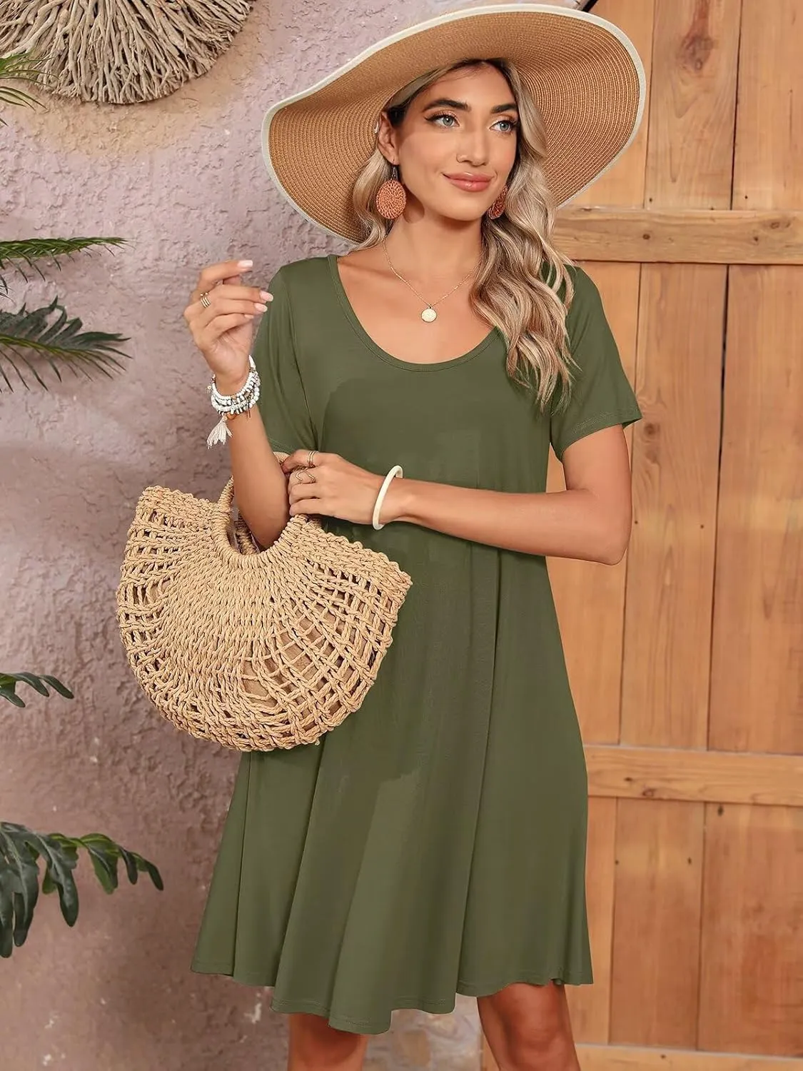 BELAROI Womens Plus Size Casual Dresses Summer Tshirt Dress Swing Short Sleeve Vacation Beach Coverup