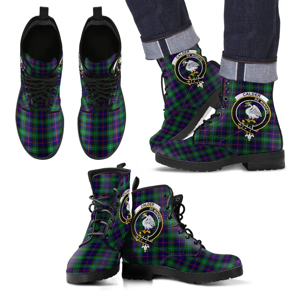 Calder Modern Tartan Clan Badge Leather Boots