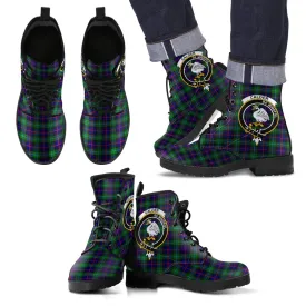 Calder Modern Tartan Clan Badge Leather Boots