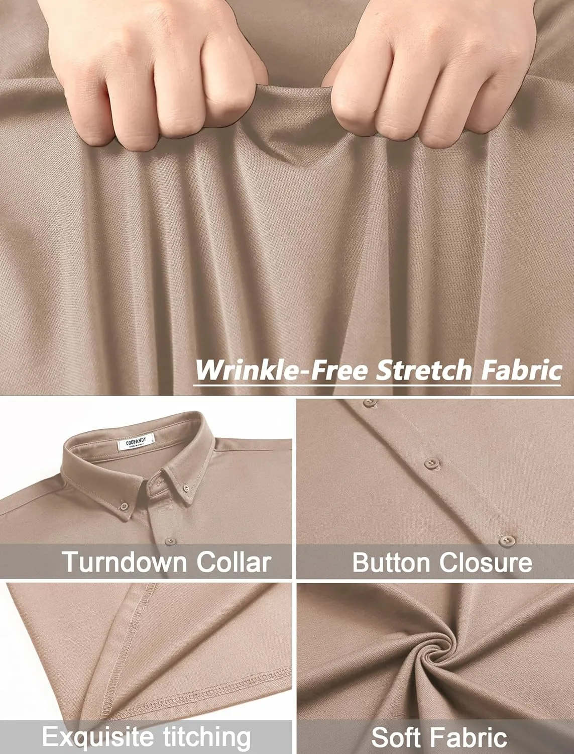 COOFANDY Mens Long Sleeve Wrinkle Free Shirts Stretch Dress Shirts Regular Fit Button Down Shirt