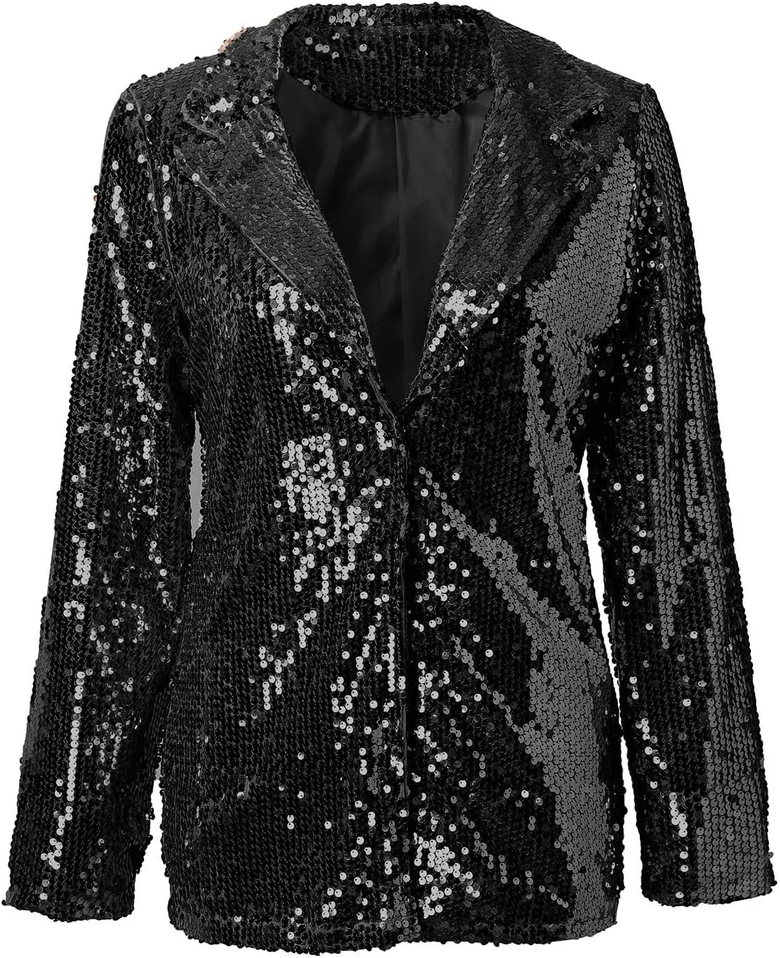 cooki Sequin Blazer Jackets for Women Evening Bling Sequin Jacket Open Front Work Blazer Long Sleeve Lapel Cardigan Coat