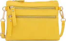 FashionPuzzle Multi Zipper Pocket Small Wristlet Crossbody Bag