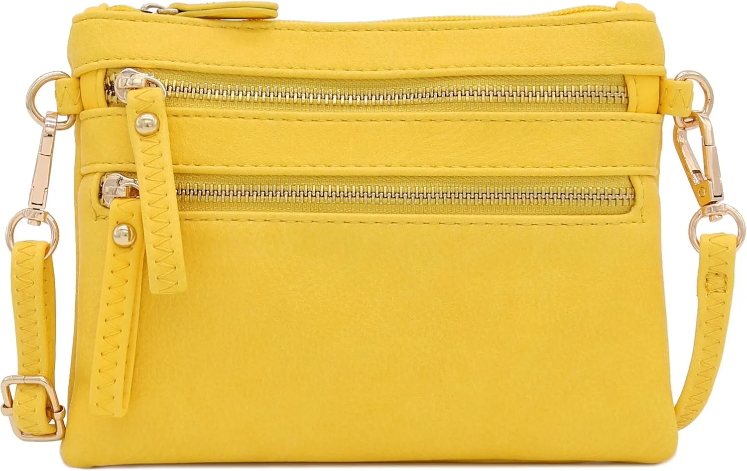 FashionPuzzle Multi Zipper Pocket Small Wristlet Crossbody Bag