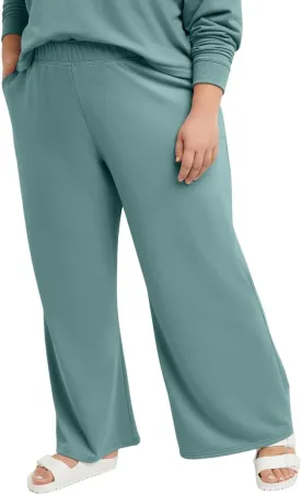 Hanes Women's Originals Plus Size Palazzo Pants, Brushed Fleece Sweatpants, Flare Leg, 28.5