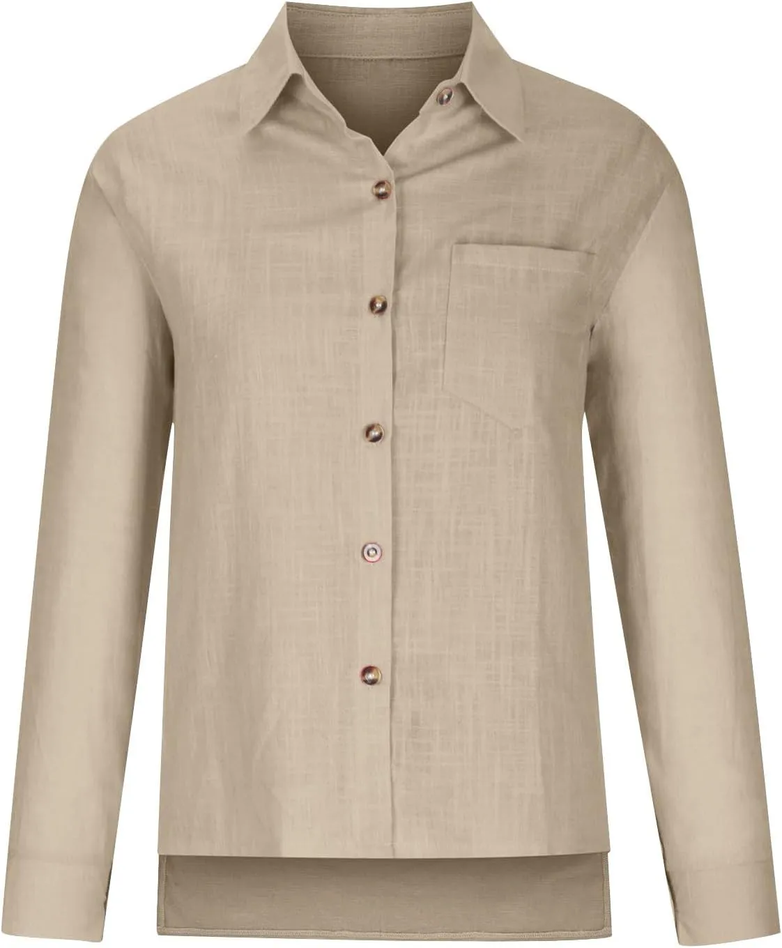HXHYQKP Summer Tops for Women 2025 Button Down Shirt Cotton Linen Shirt Long Sleeve Solid Color Shirts with Pockets