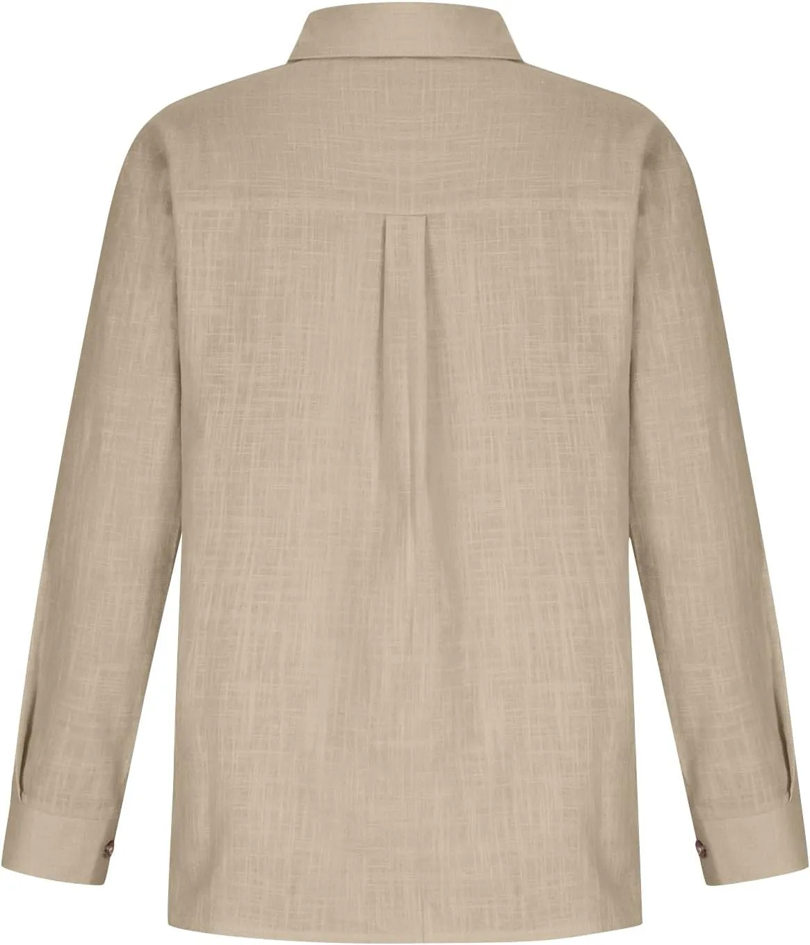 HXHYQKP Summer Tops for Women 2025 Button Down Shirt Cotton Linen Shirt Long Sleeve Solid Color Shirts with Pockets