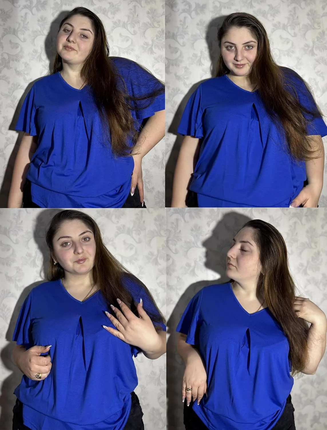 IN'VOLAND Womens Plus Size Tops Summer Short Sleeve Tunic V Neck Dressy Flutter Sleeve Blouses Work Tops Casual T-Shirts