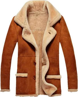 JEShifangjiusu Men'S Winter Long Sleeve Leather Coat Fleece Lined Parka Jacket Thicken Warm Fur Coat Outerwear With Pockets