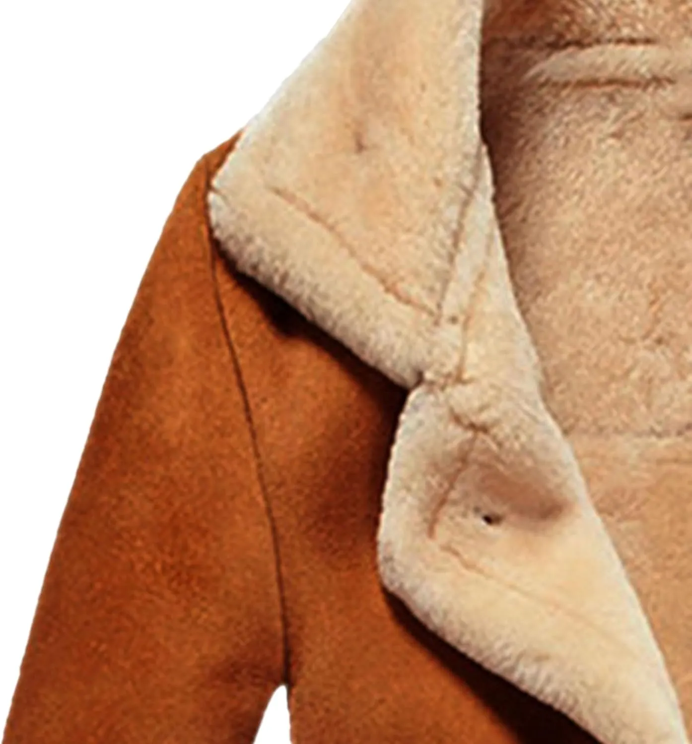 JEShifangjiusu Men'S Winter Long Sleeve Leather Coat Fleece Lined Parka Jacket Thicken Warm Fur Coat Outerwear With Pockets