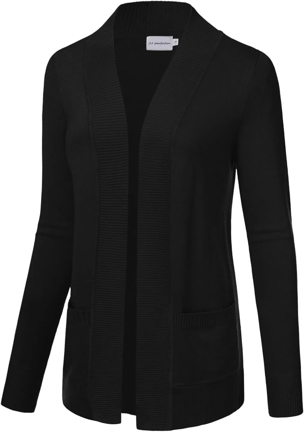 JJ Perfection Casual Open Front Knit Cardigan Long Sleeve with Side Pockets Basic Sweater Jackets for Womens with Plus Size