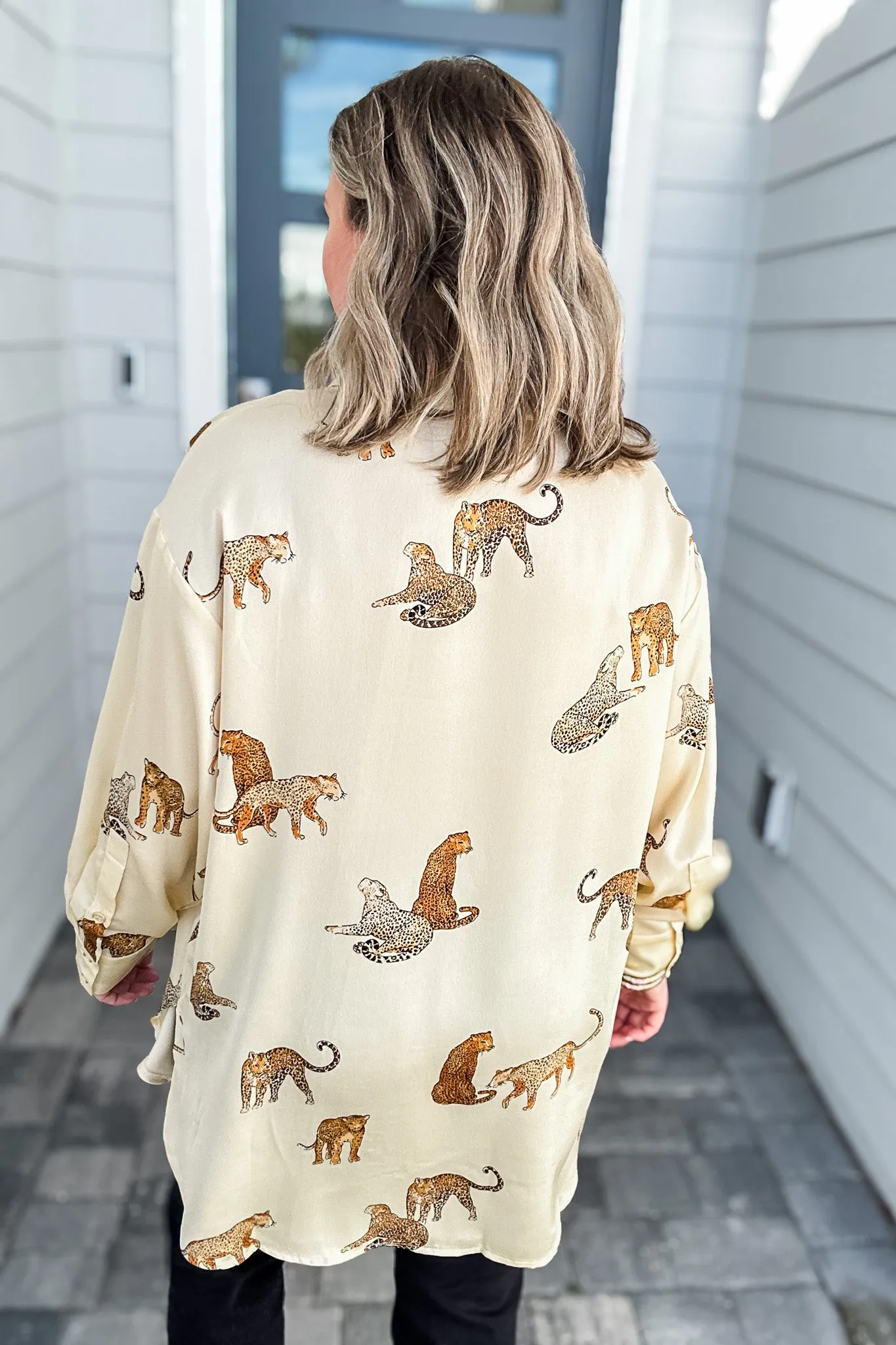Leopard Is King Button Down Blouse - Natural
