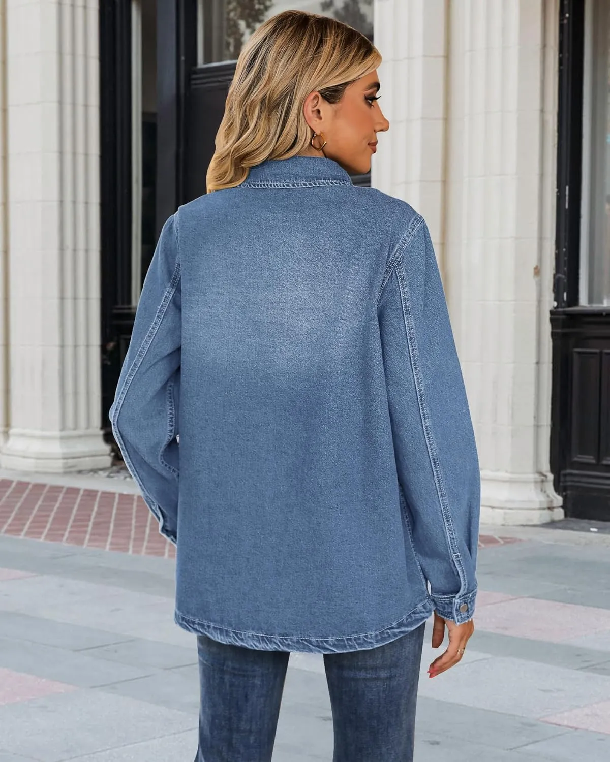 luvamia 2025 Spring Jean Jackets for Women Fashion Oversized Button Down Denim Jacket Western Shacket Jacket with Pockets