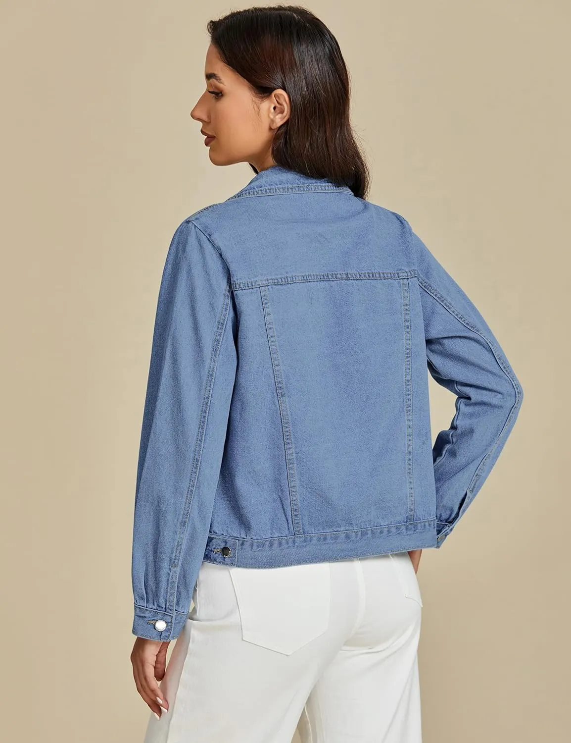 luvamia Denim Jackets for Women Trendy Casual Button Down Relaxed Fit Western Trucker Distressed Jean Jacket with Pocket