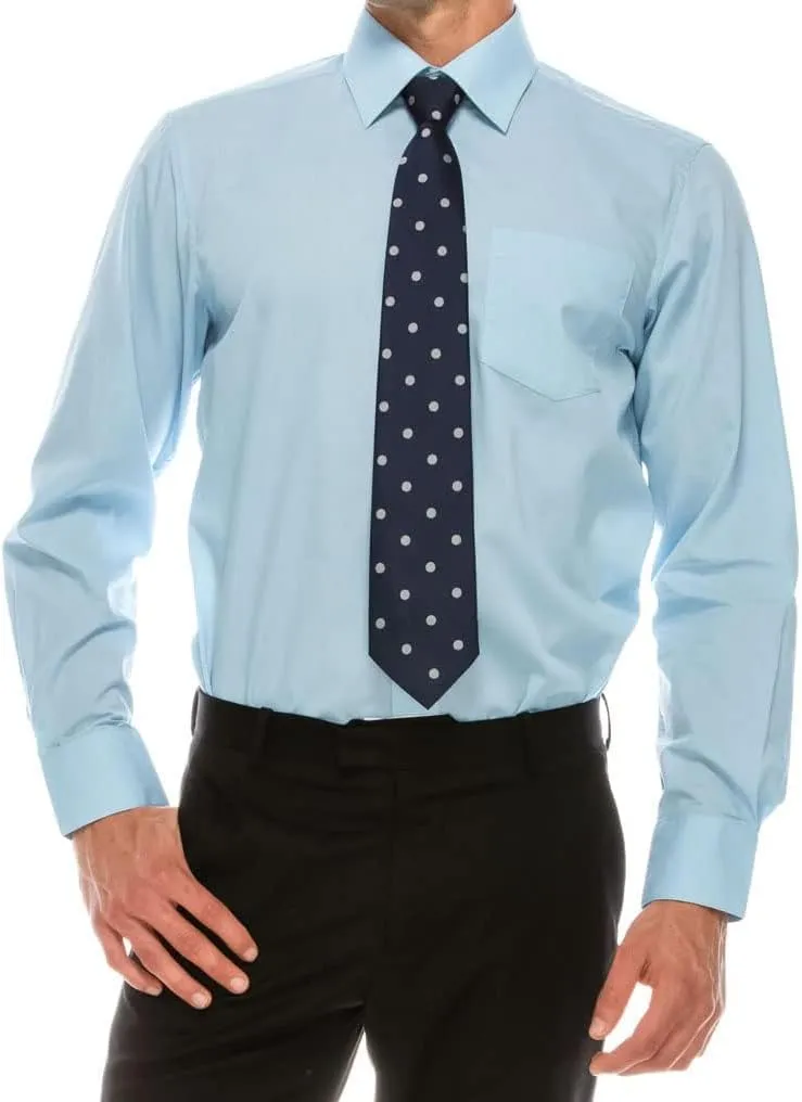 Mens Regular fit Solid Dress Shirts w/Convertible Cuffs