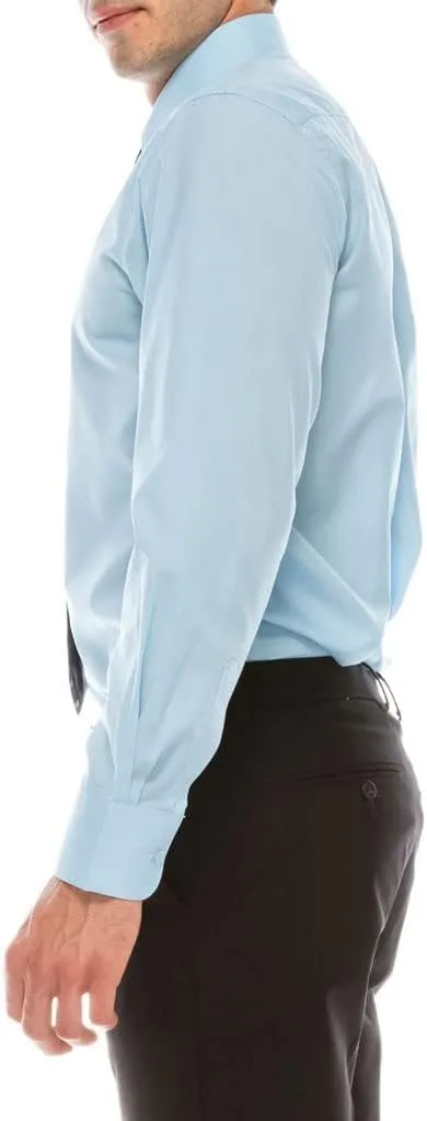 Mens Regular fit Solid Dress Shirts w/Convertible Cuffs