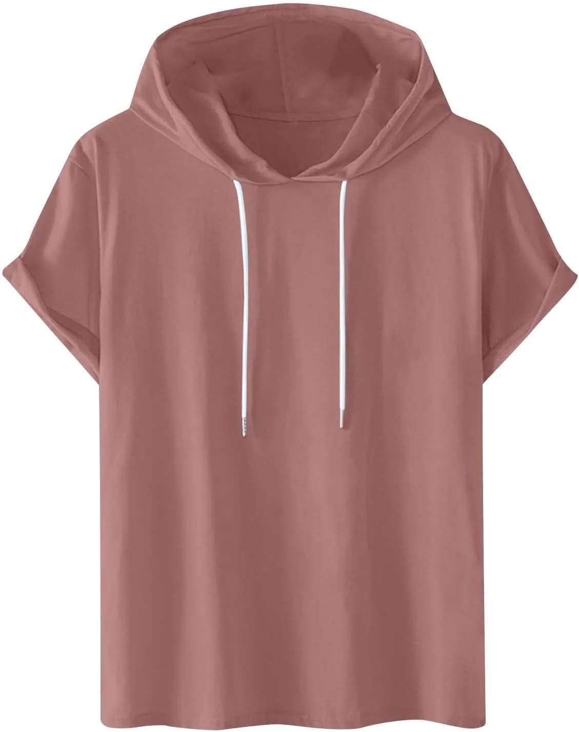 Men's Short Sleeve Hoodie Cotton Lightweight Pullover Summer Casual Hooded Sweatshirts Casual Stylish Workout T Shirt