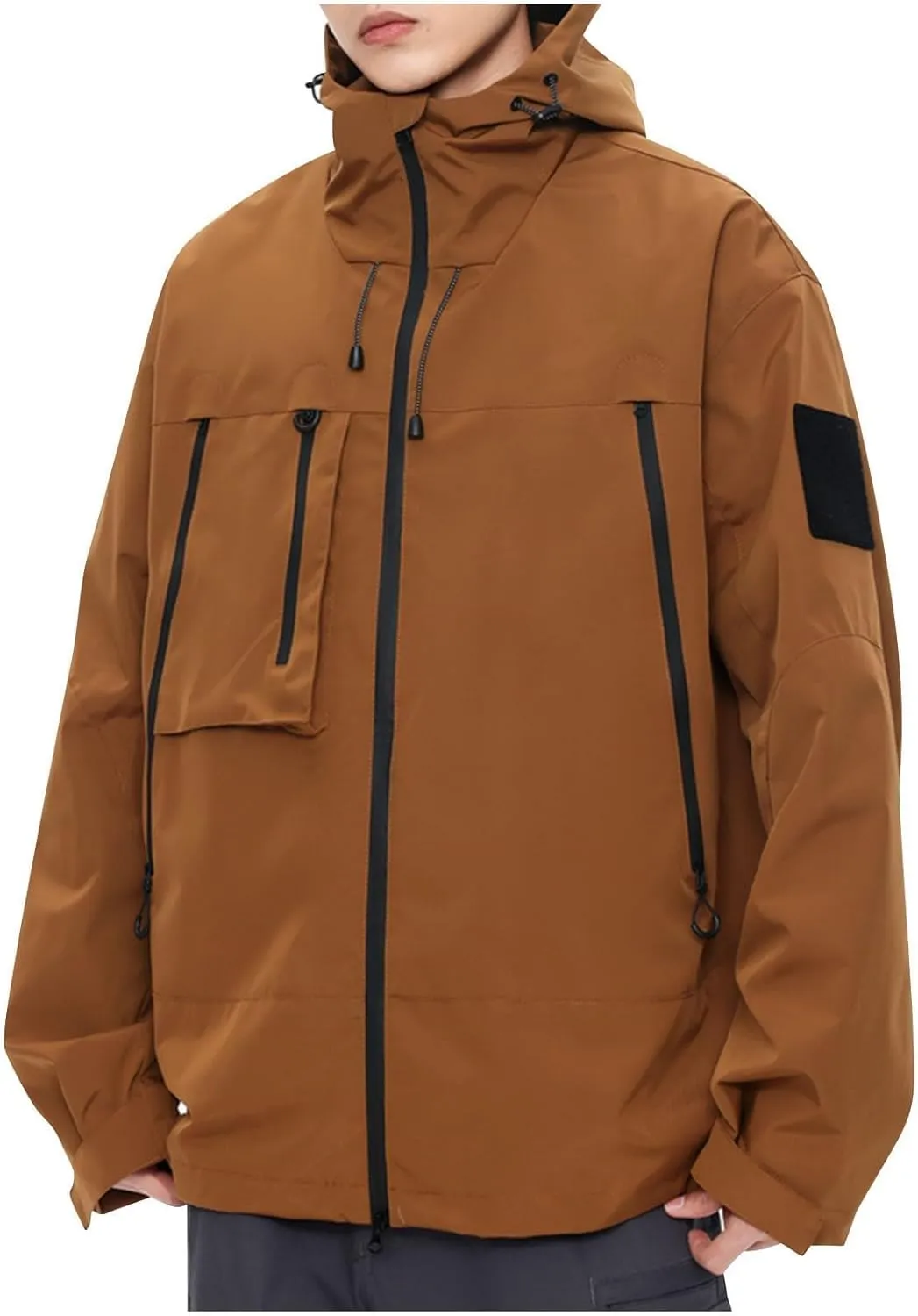 Men's Spring Fall Casual Windbreaker Jacket Cargo Stand Collar Military Bomber Jackets Coat Outdoor Cargo Jackets