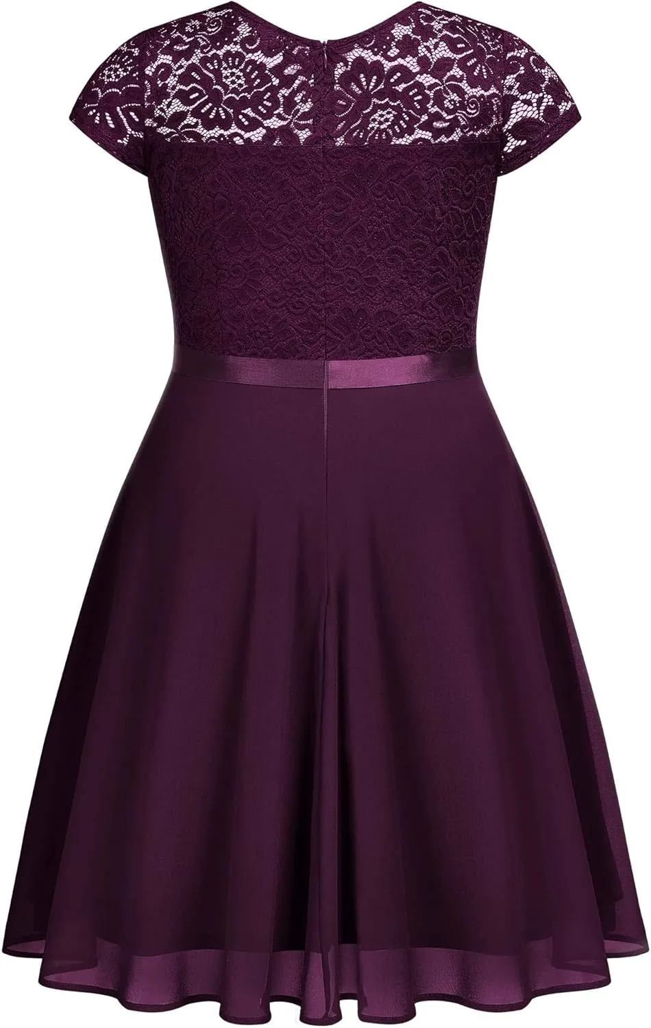 Miusol Women's Plus Size Ruffle Floral Lace Contrast Chiffon Formal Bridesmaid Party A-Line Cocktail Dress