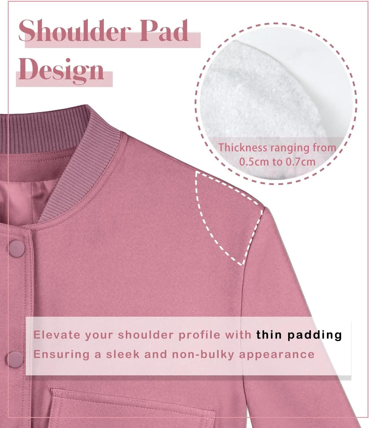 Modegal Women's Spring Varsity Bomber Jackets Long Sleeve Cropped Button Down Casual Coat with Pockets Outwear