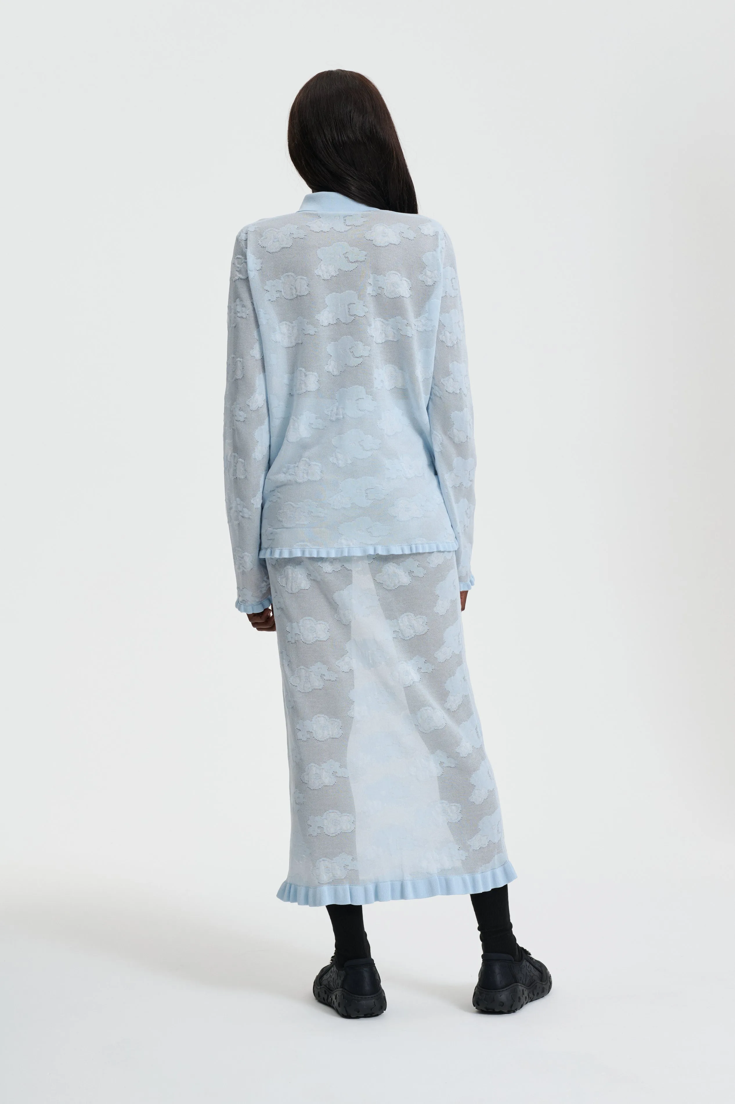PEGONIA  | SKIRT JACQUARD KNIT LIGHT BLUE