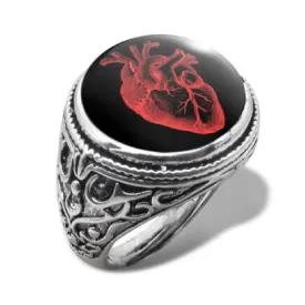 Poe- the Anatomical Heart Antique Style Ring 7 Styles