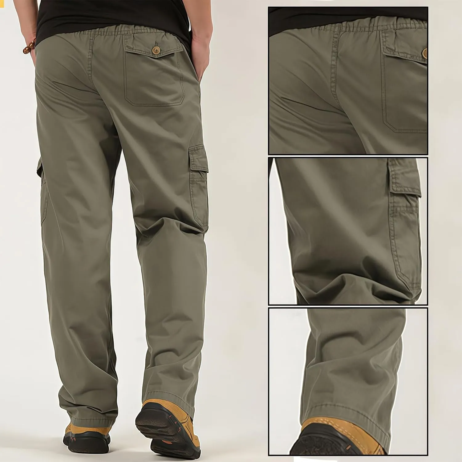 Sweatpant for Men Full Elastic Waist Pull-On Cargo Pants Lightweight Casual Trousers Workwear
