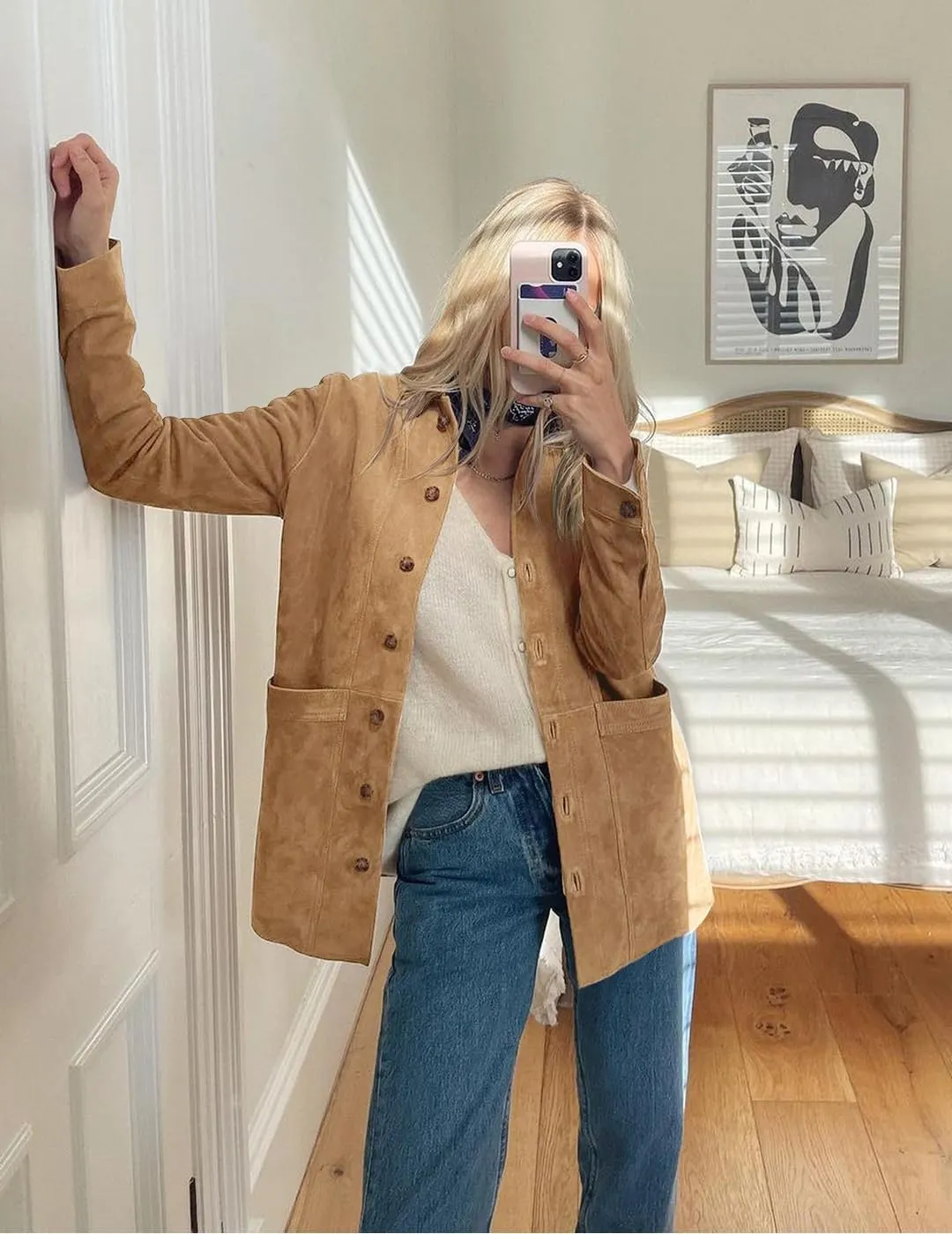 Tankaneo Womens Faux Suede Jackets Button Down Long Sleeve Shackets Coat Trendy 2025 Spring Clothes
