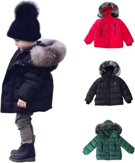 Toddler Baby Hooded Down Jacket Boys Girls Kids Thicken Warm Winter Coat Outerwear Parka Padded Jacket Hoods Down