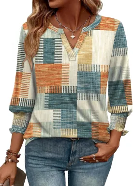 WIHOLL Blouses for Women Dressy Casual 3/4 Length Sleeve Womens Tops Trendy Summer Spring Shirts S-3XL