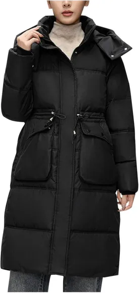 Winter Fashion Long Puffer Jackets Women Plus Size Quilted Jackets Windproof Thermal down Trench Coat with Hood