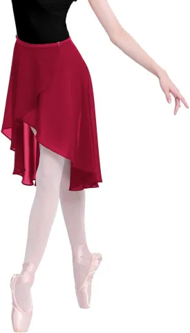 Women Ballet Wrap Skirt Ladies Irregular Mid-Length Sheer Dance Skirts