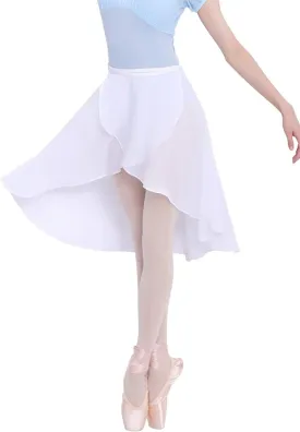 Women Ballet Wrap Skirt Ladies Irregular Mid-Length Sheer Dance Skirts