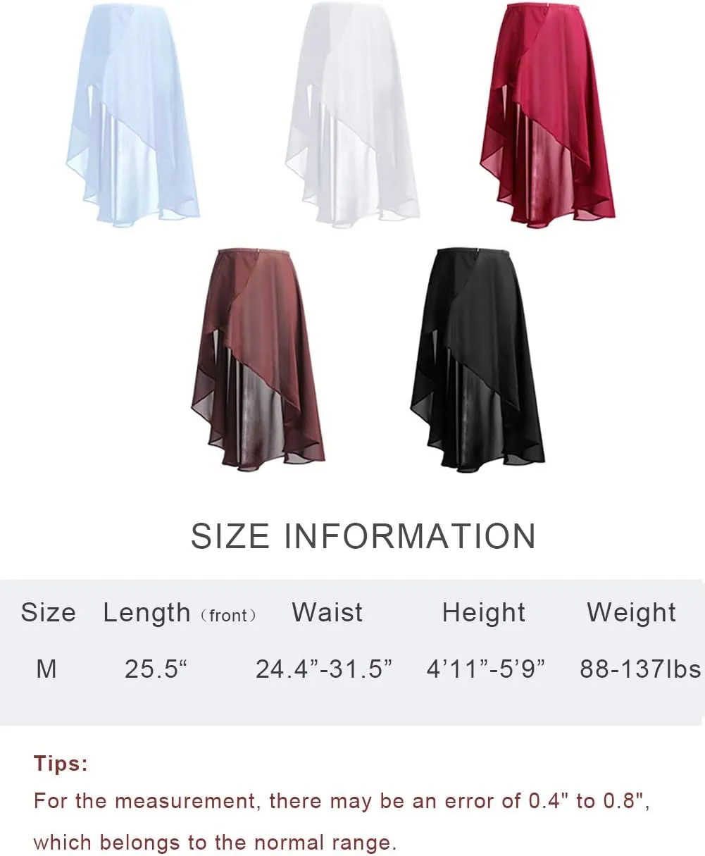 Women Ballet Wrap Skirt Ladies Irregular Mid-Length Sheer Dance Skirts